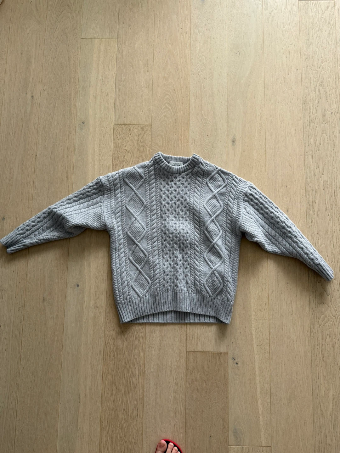 Grey cable knit merino sweater - photo 2