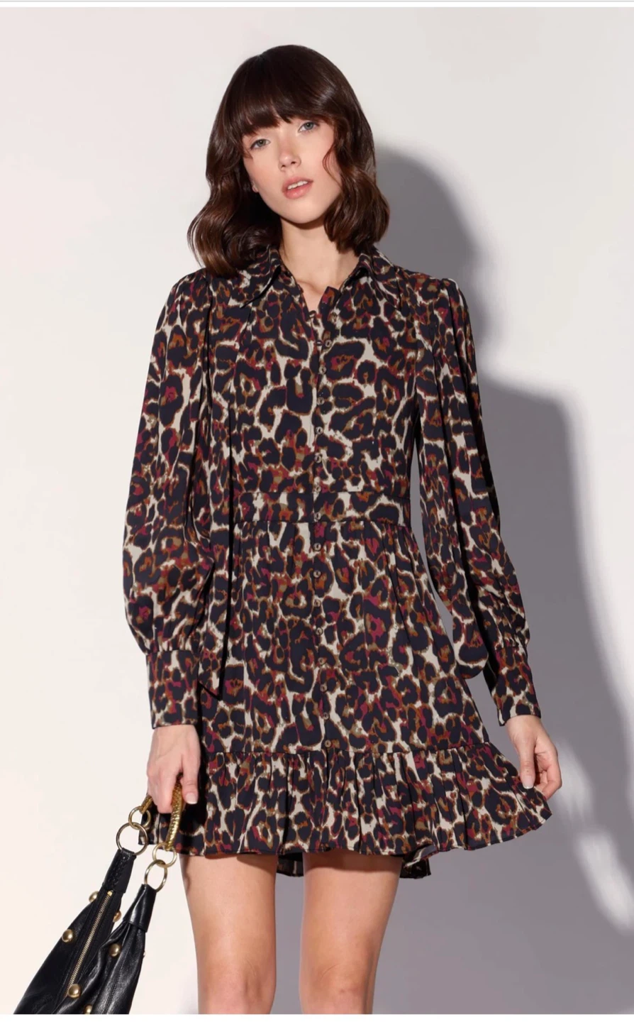 Women's Leopard Print Long Sleeve Mini Dress - photo 2