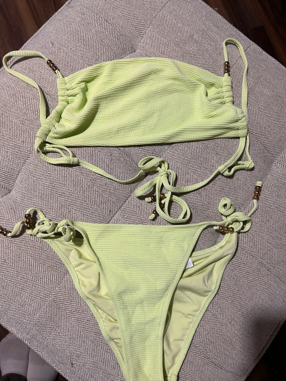 Lime Green Textured Bikini
