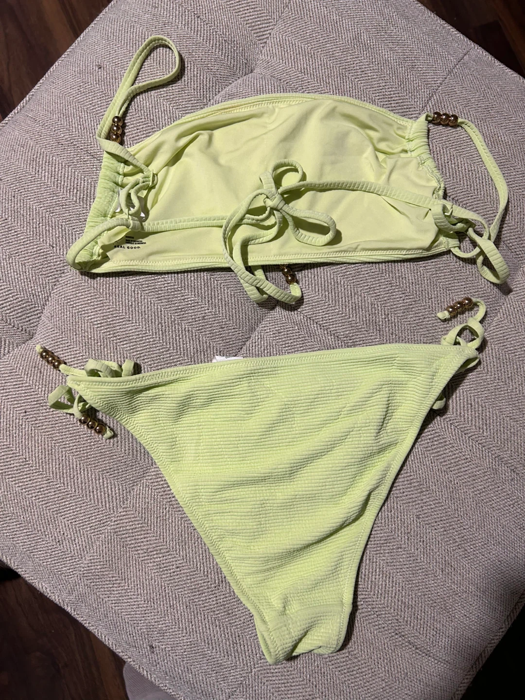 Lime Green Textured Bikini - photo 2