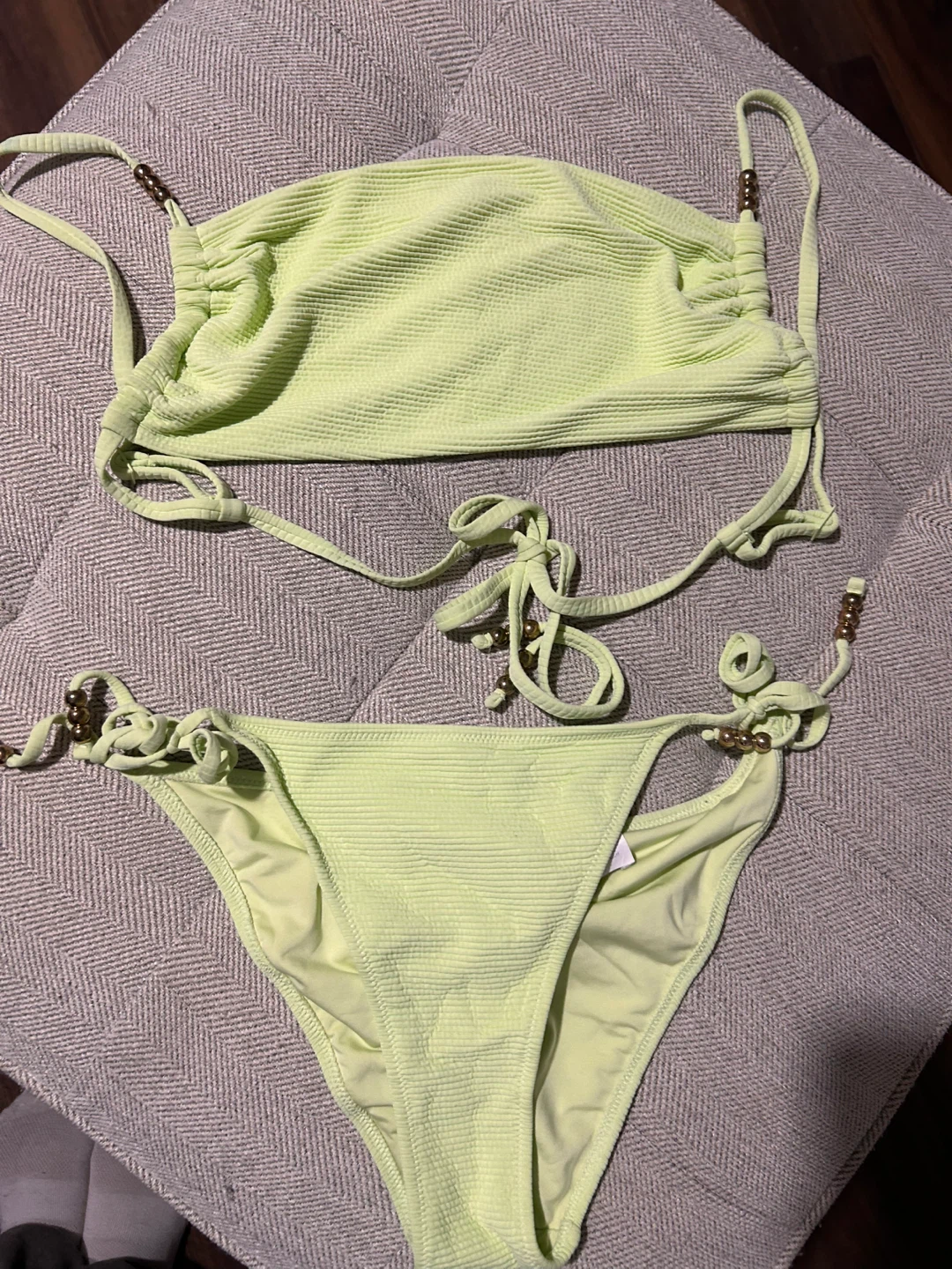 Lime Green Textured Bikini - photo 3