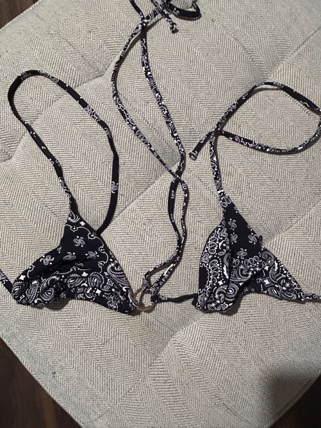 Garage Black Paisley Print Bikini Top