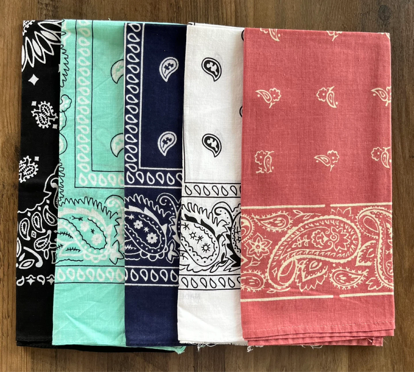100 % Cotton Bandanas - 5 Pack