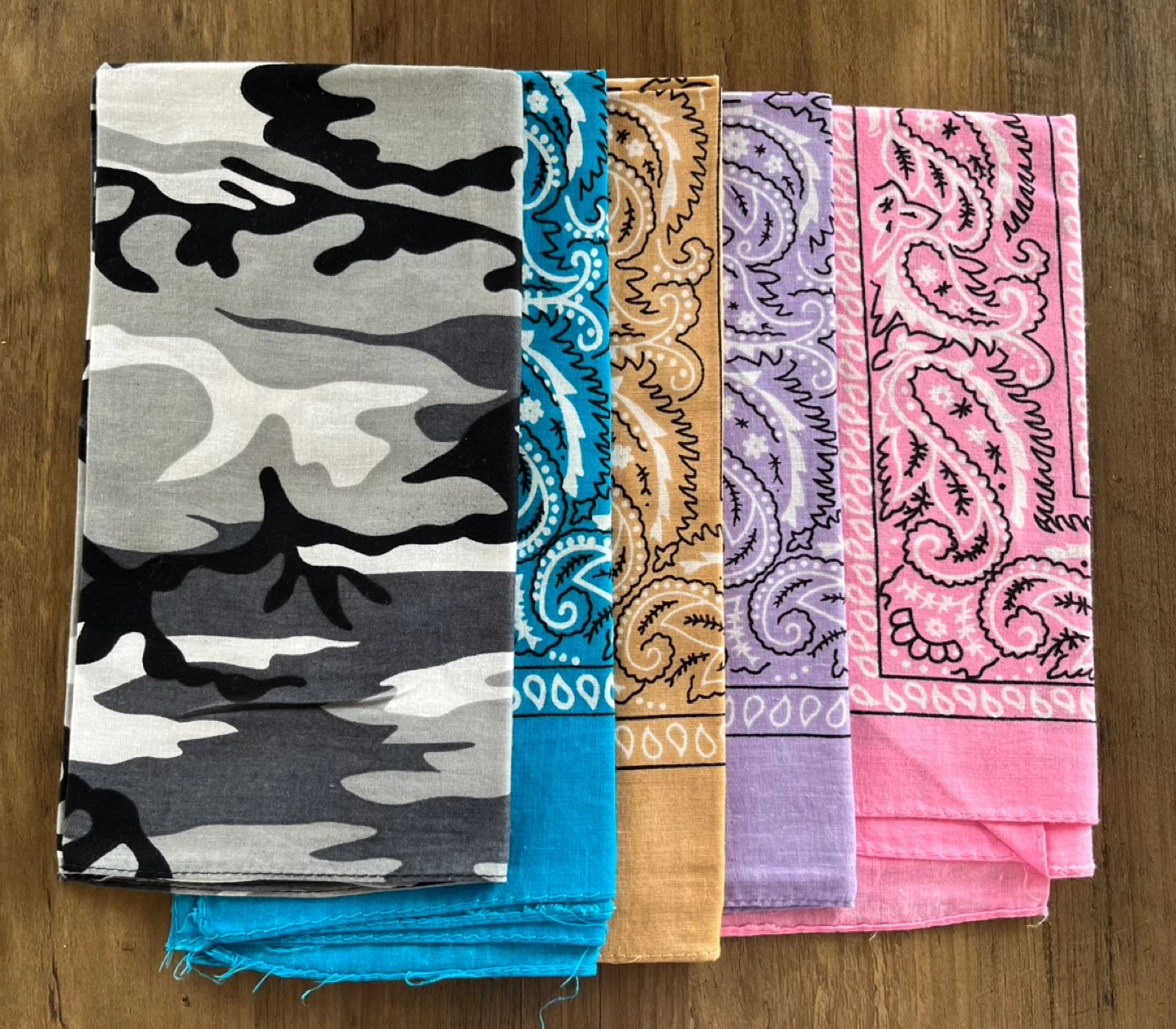 Five 100% Cotton Bandanas