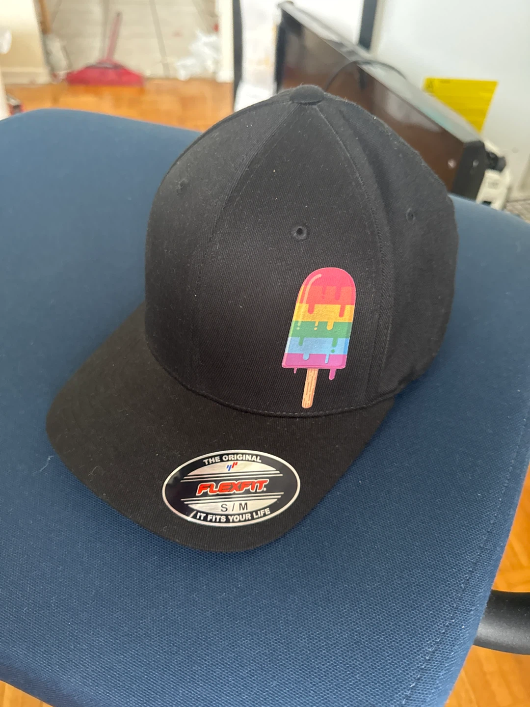 Flexfit Black Baseball Cap with Popsicle Graphic S/M