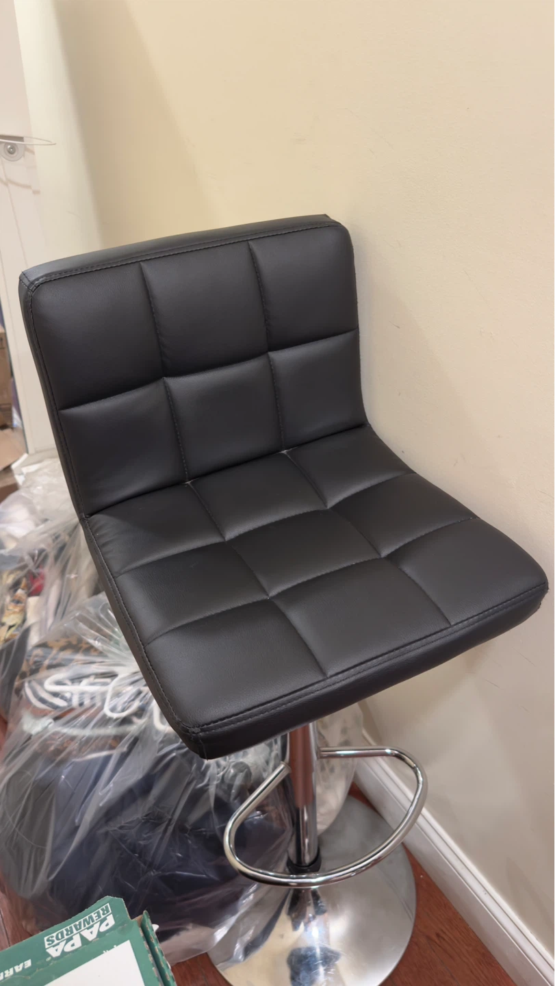 Set of 4 Black Faux Leather Adjustable Bar Stools - photo 4