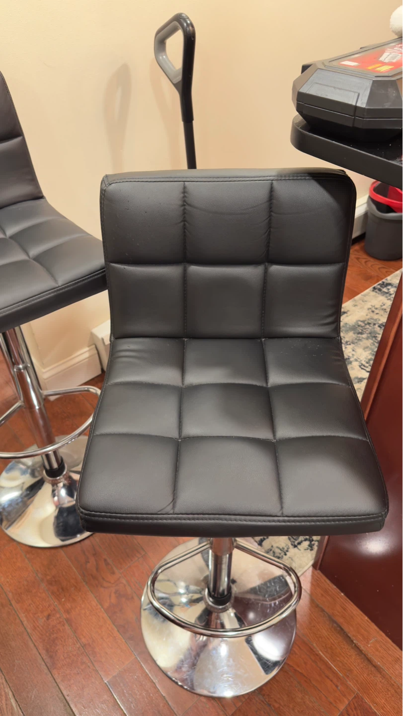 Set of 4 Black Faux Leather Adjustable Bar Stools - photo 3