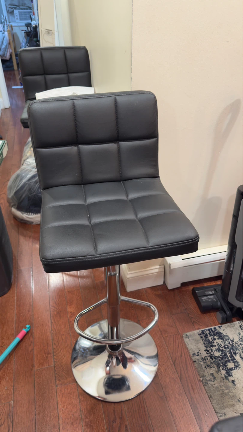 Set of 4 Black Faux Leather Adjustable Bar Stools - photo 5