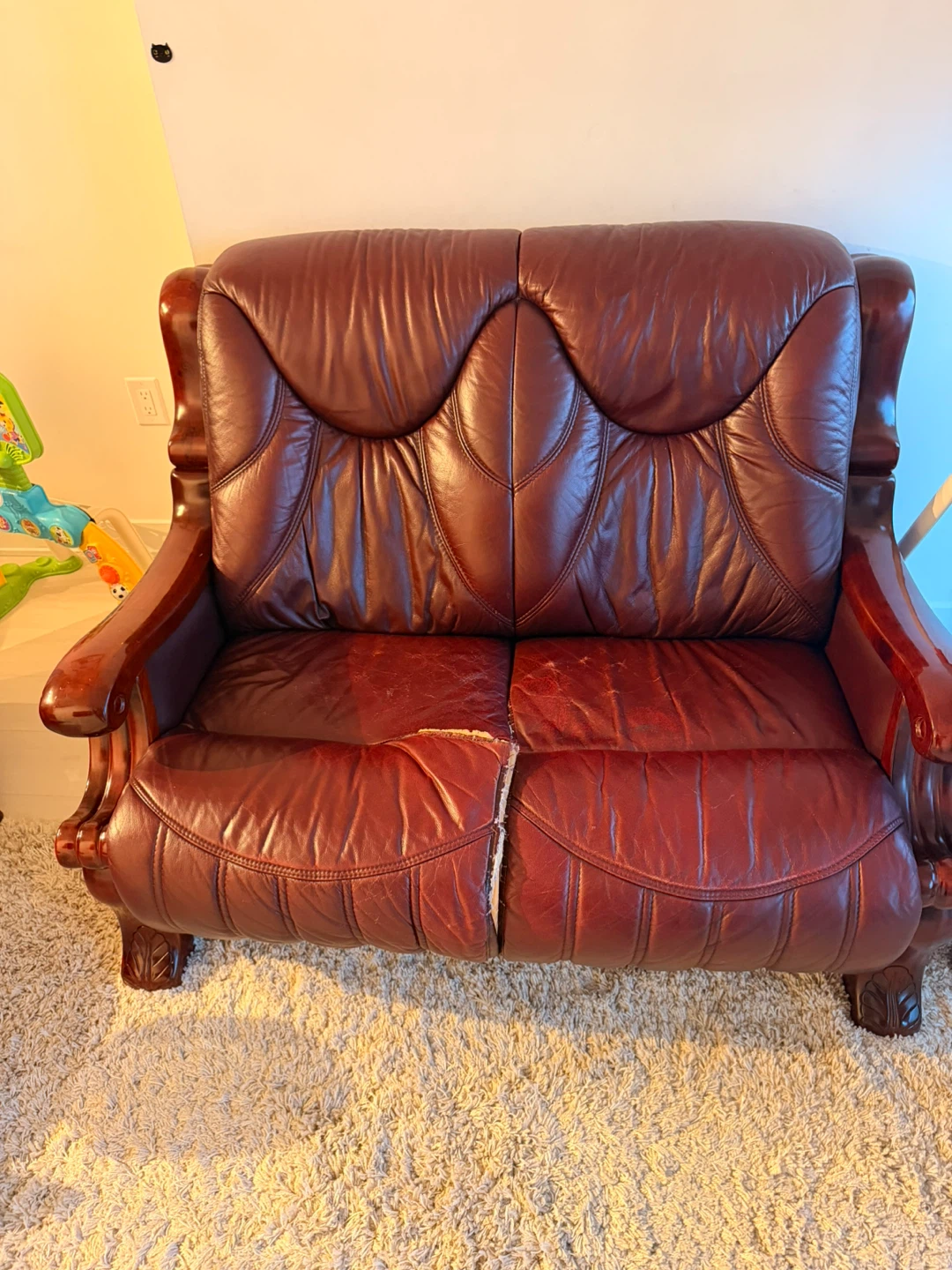 Free Brown Leather Loveseat Sofa