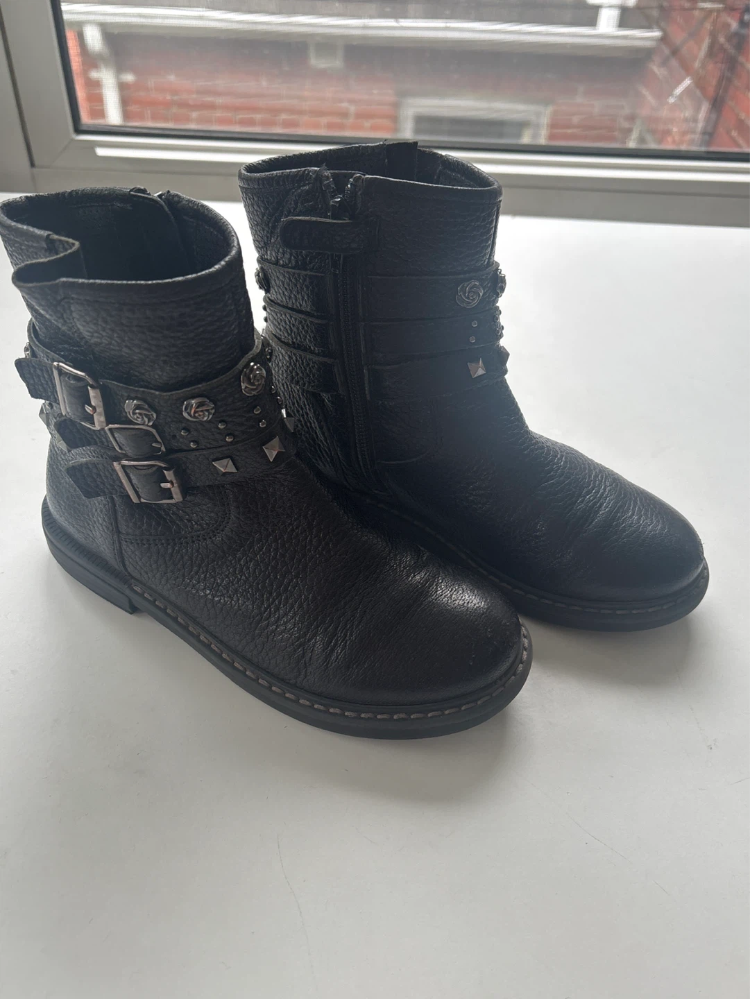 Kids Geox Black Studded Buckle Boots Size 32