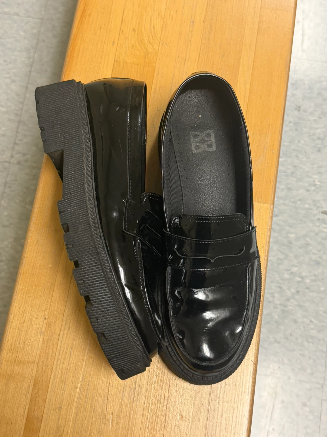 Black Patent Loafers with Chunky Sole