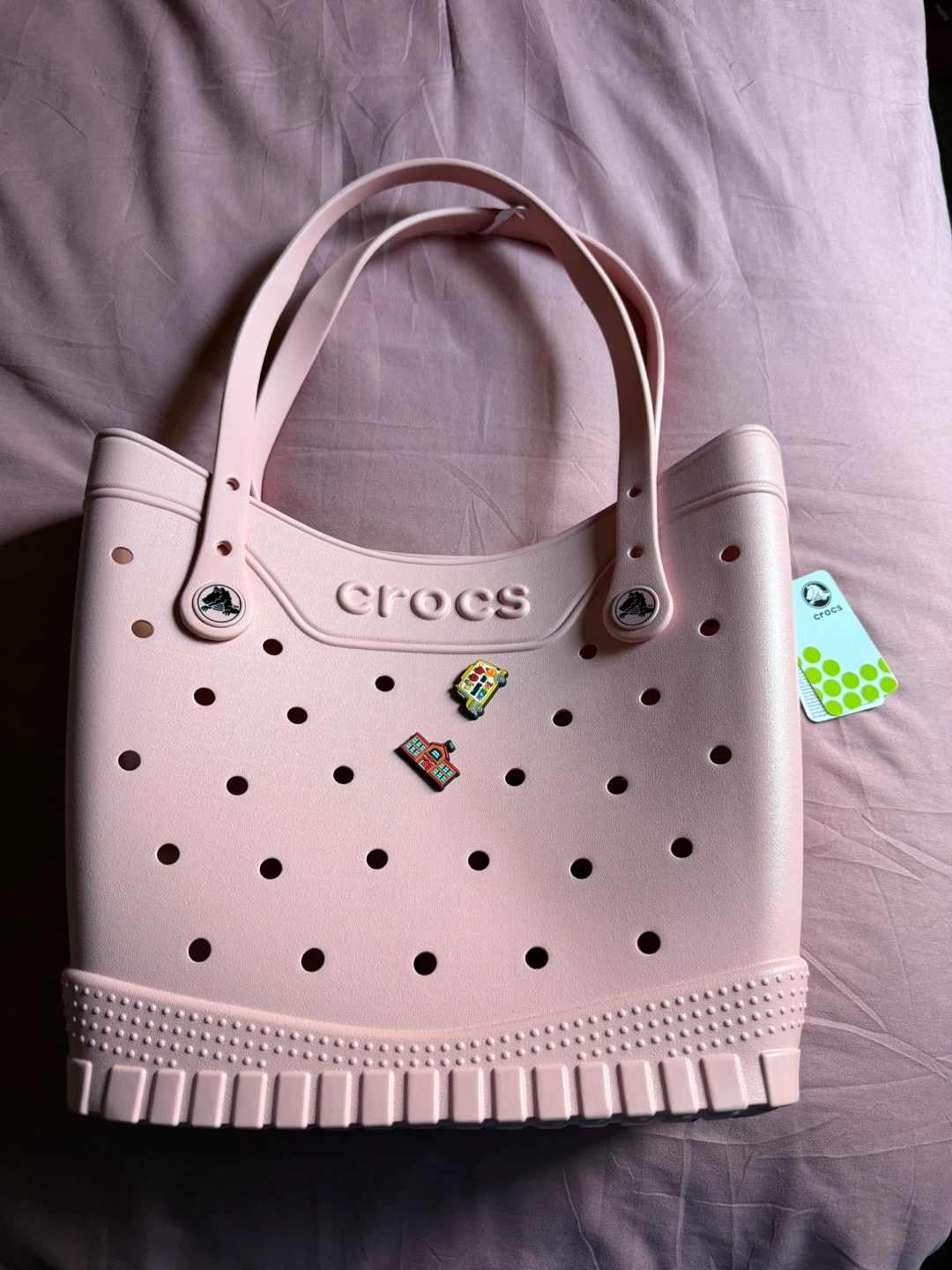 Crocs Pink Tote Bag with Charms