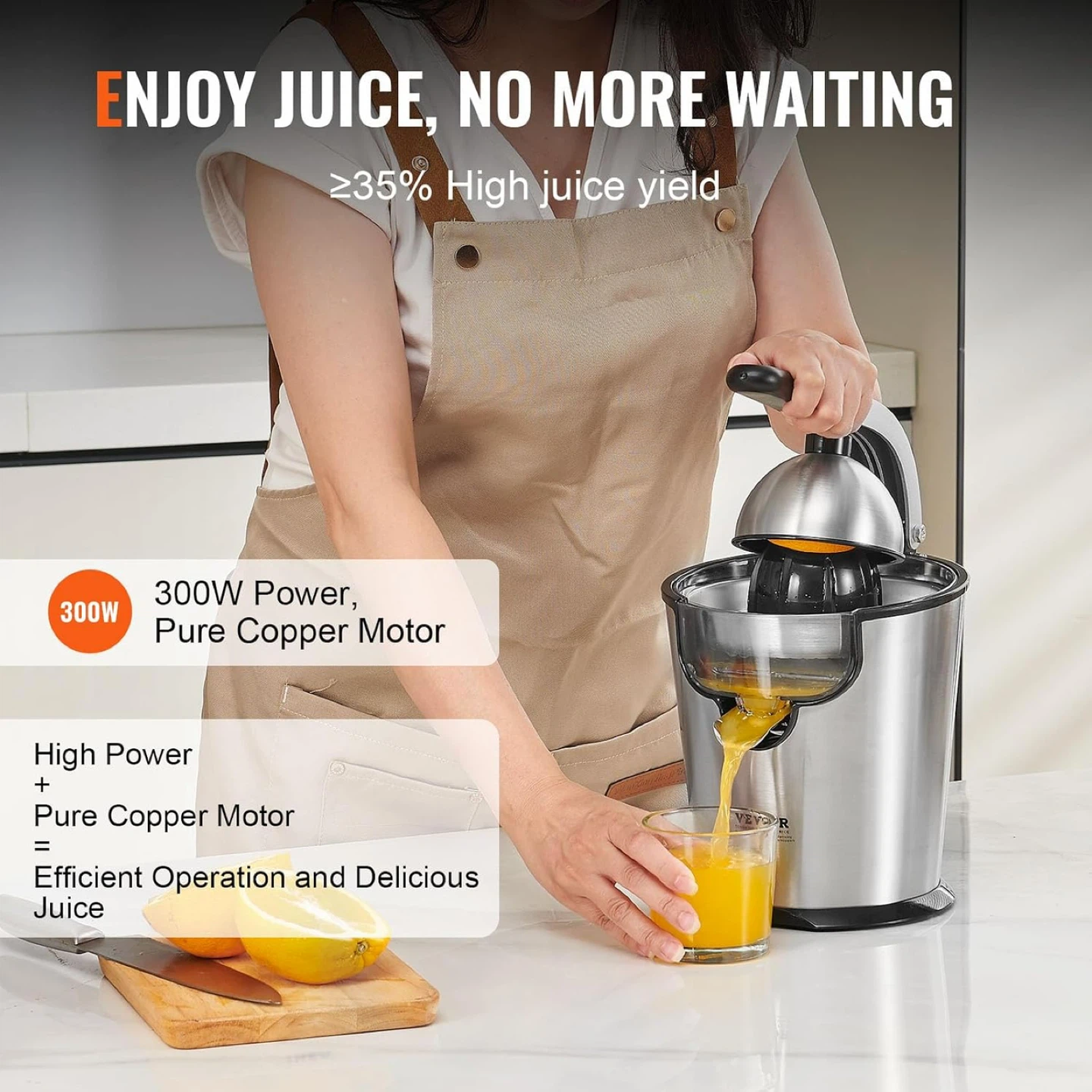 VEVOR Electric Citrus Juicer 300W Stainless Steel - photo 2
