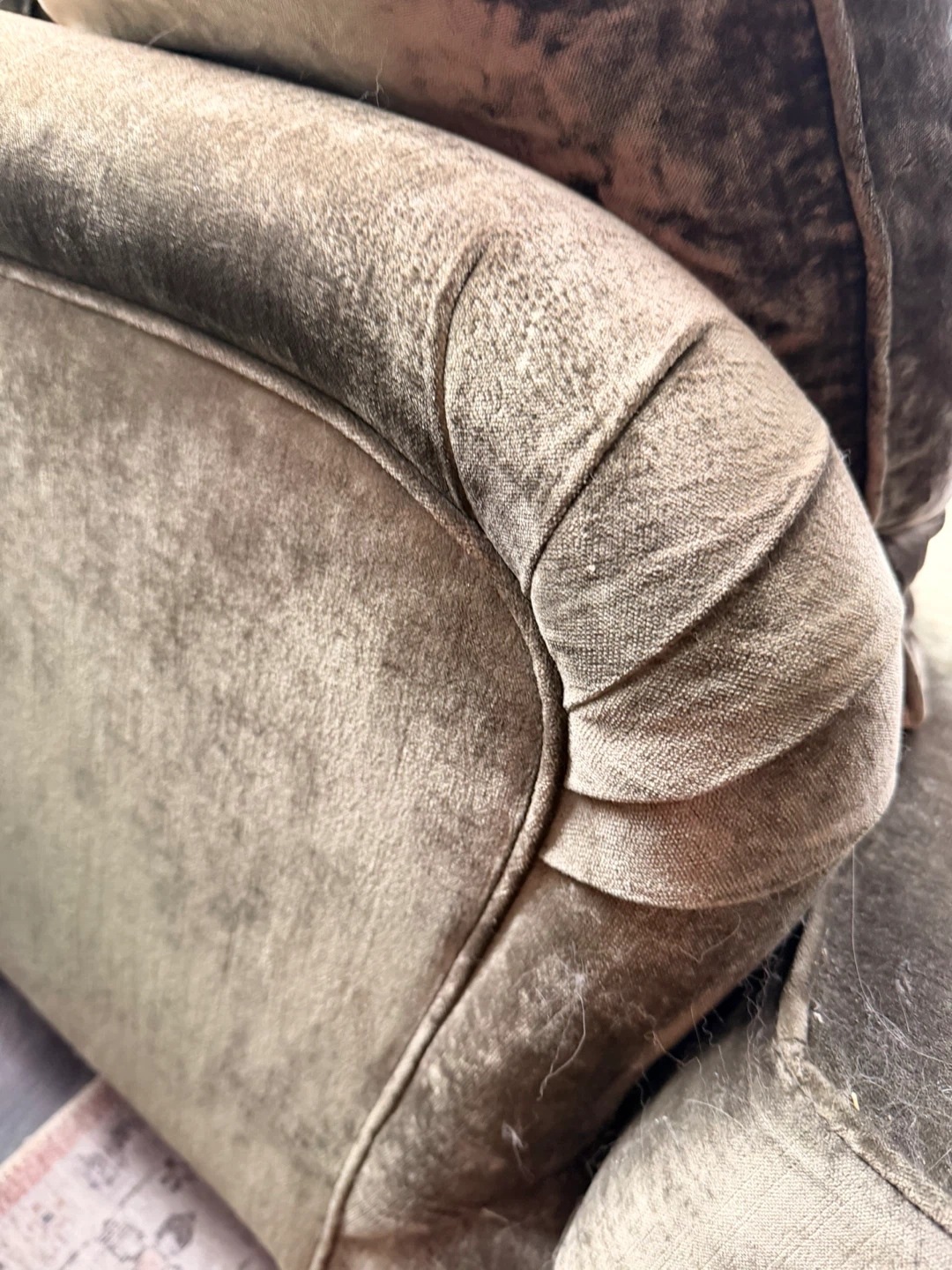 Restoration Hardware Belgian Track Arm Velvet Sofa – Olive - photo 2
