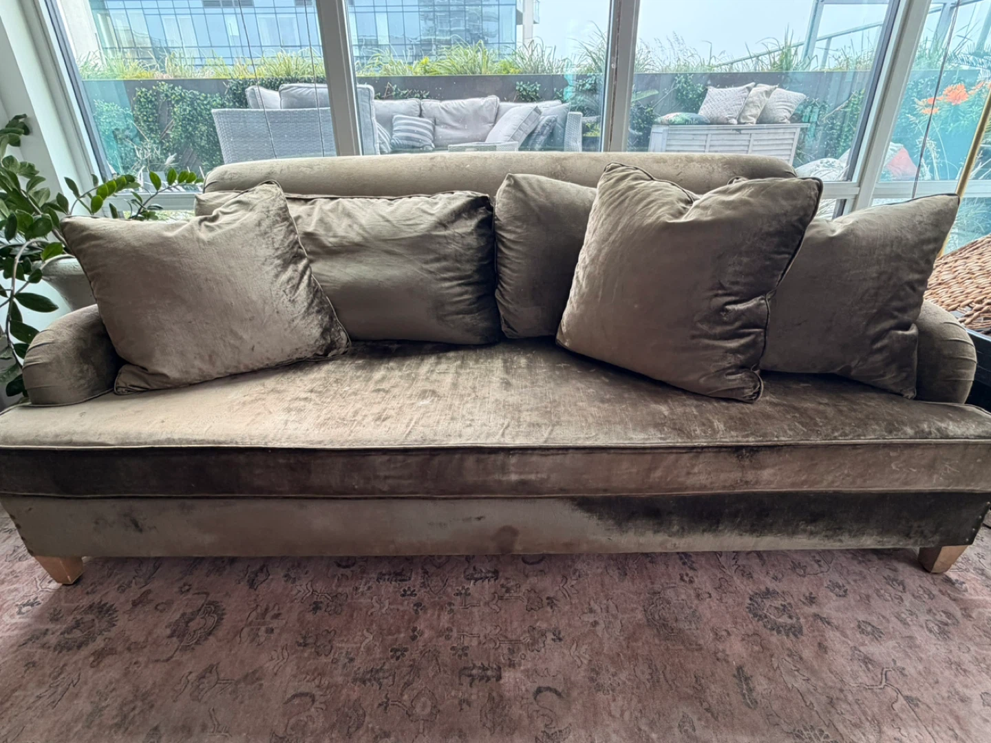 Restoration Hardware Belgian Track Arm Velvet Sofa – Olive - photo 3