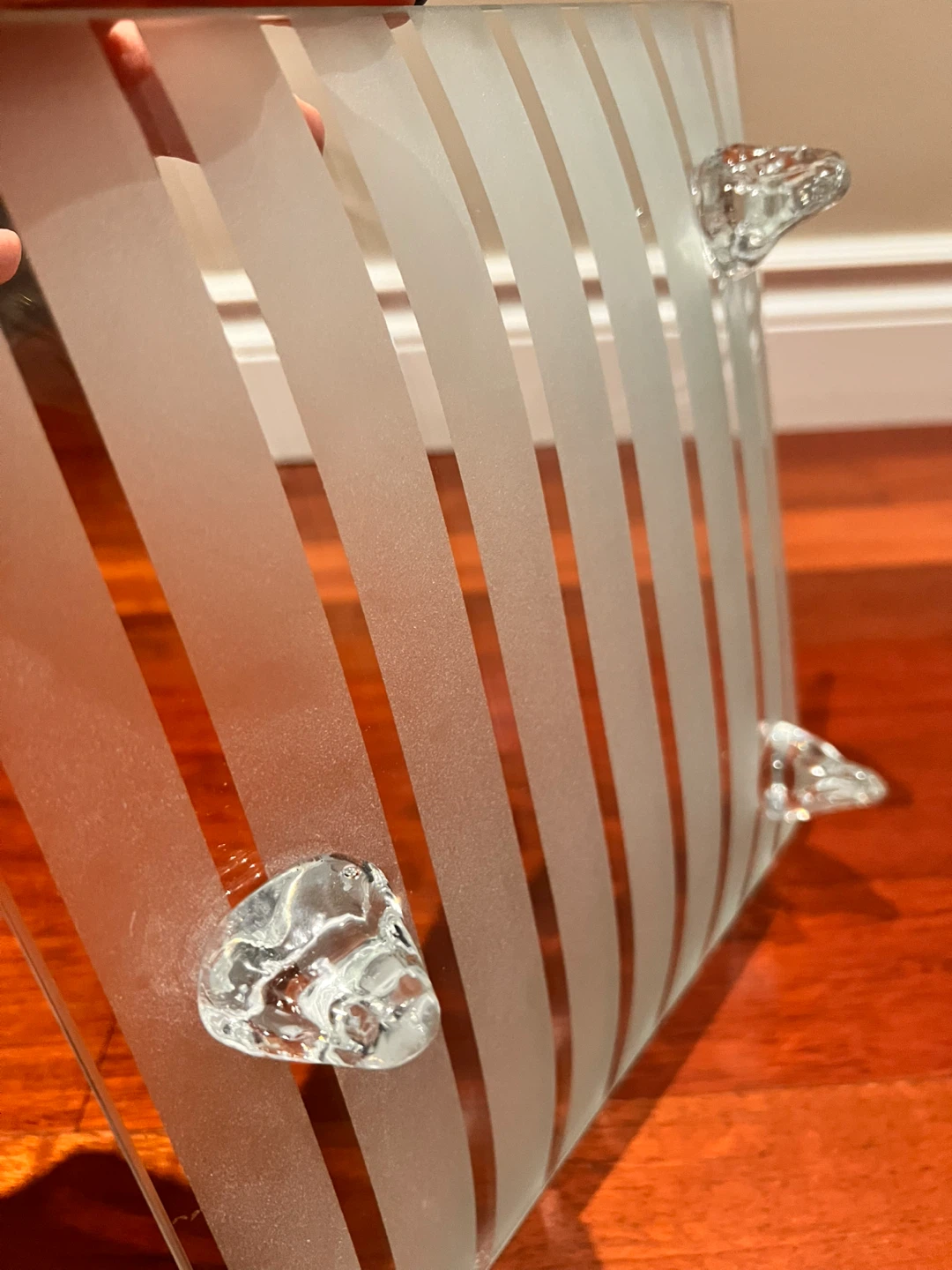 Frosted Glass Tray with Striped Design - photo 2
