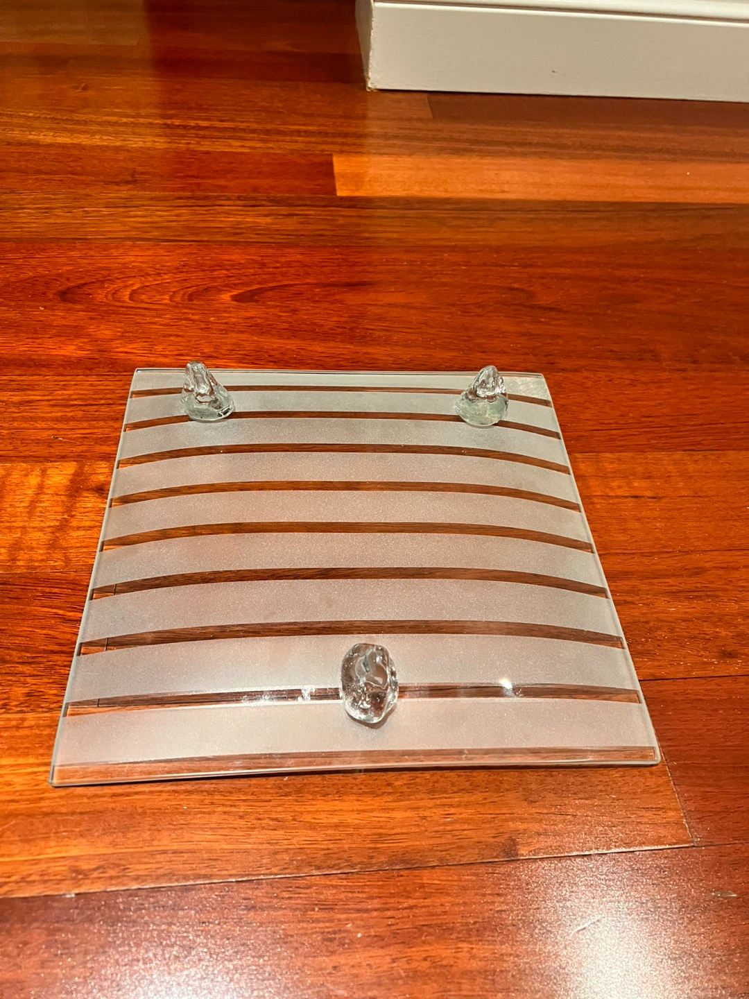Frosted Glass Tray with Striped Design - photo 3