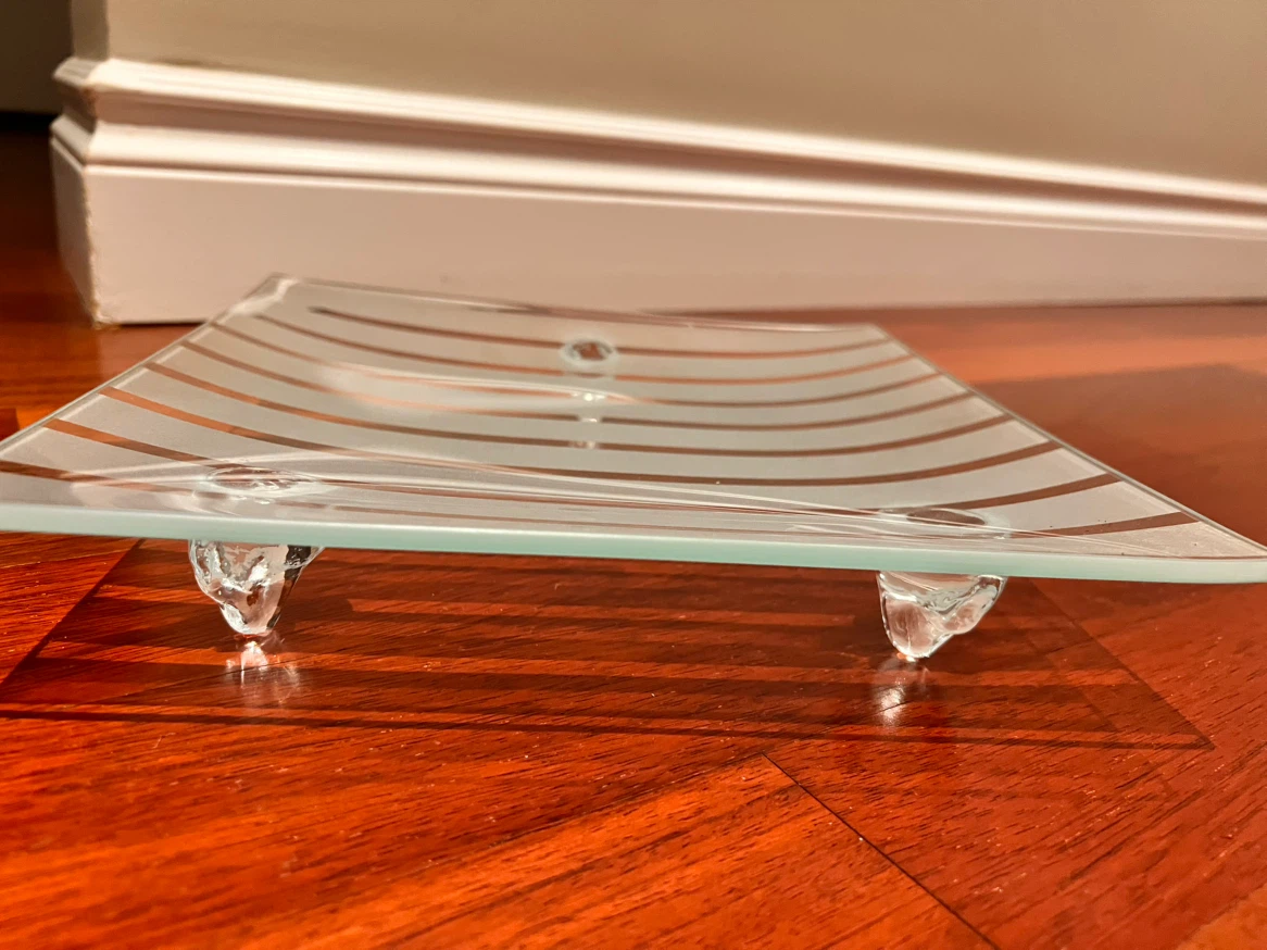 Frosted Glass Tray with Striped Design - photo 4