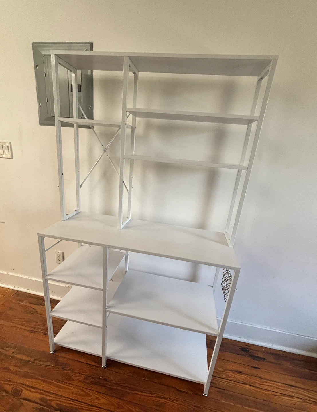 White Bakers Rack with Shelving