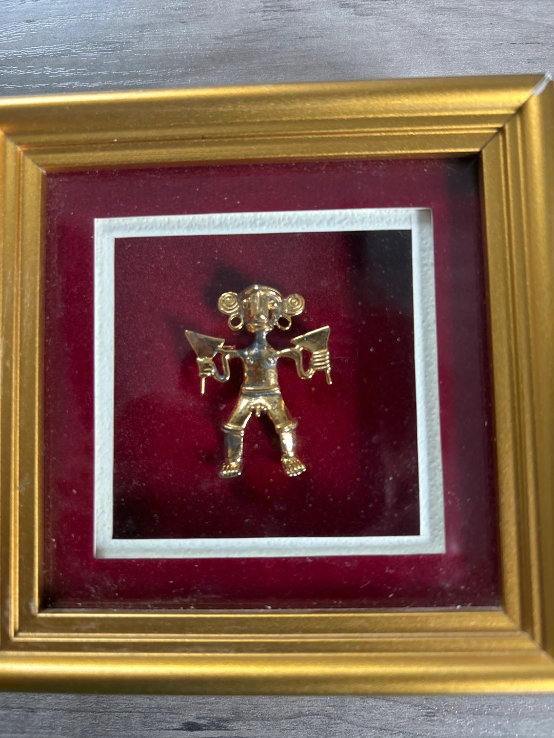 Framed Gold Tone Sou Th American Inca  Figurine - photo 2