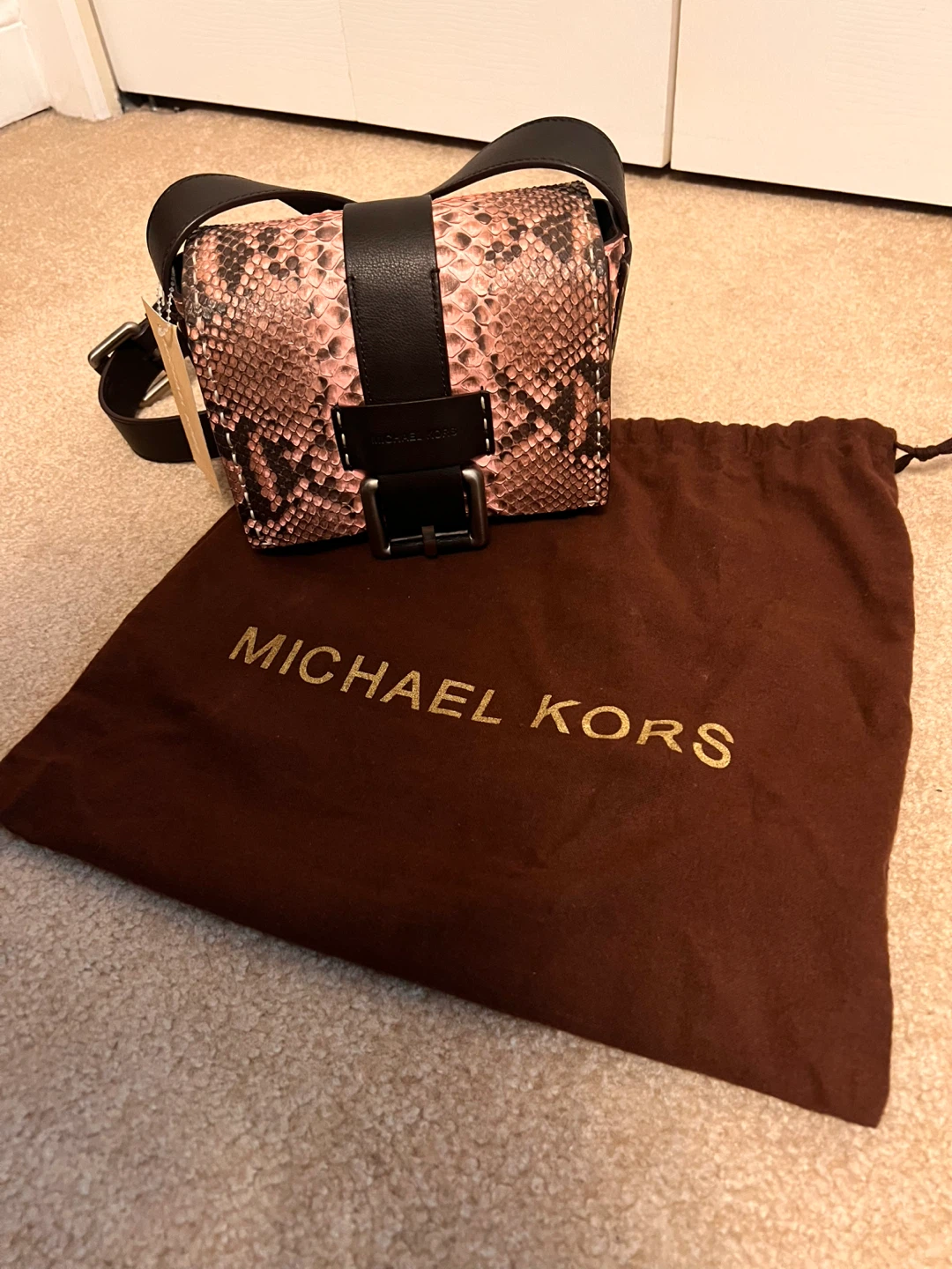 Michael Kors Python Embossed Leather Shoulder Bag