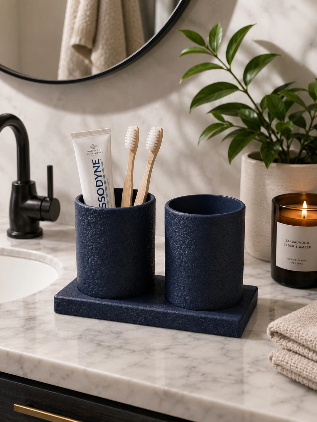Modern Toothbrush Organizer, Minimalist Toothpaste Cup Set
