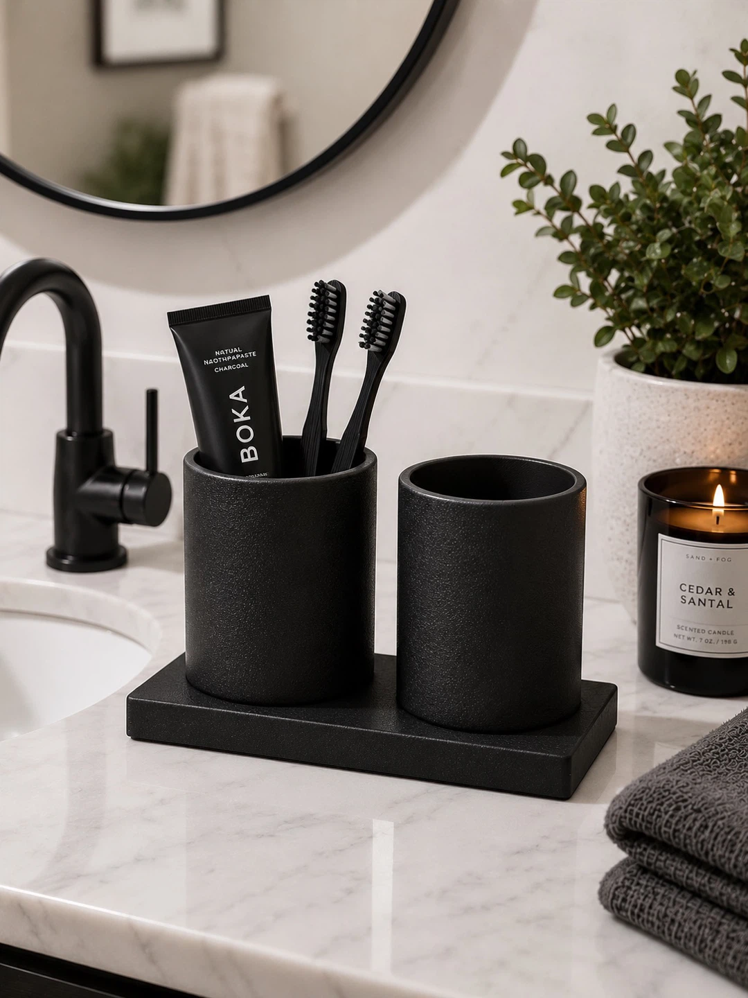 Modern Toothbrush Organizer, Minimalist Toothpaste Cup Set - photo 4