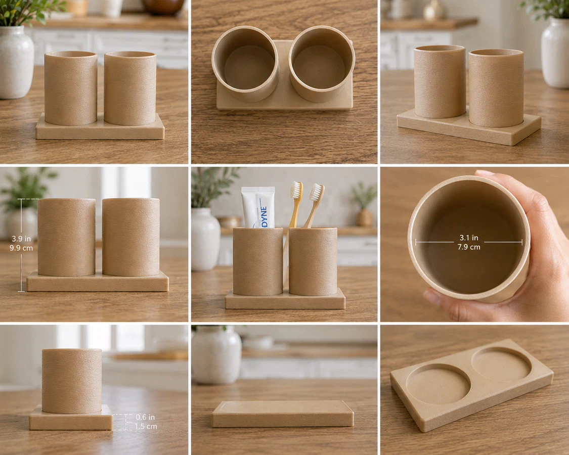 Modern Toothbrush Organizer, Minimalist Toothpaste Cup Set - photo 5