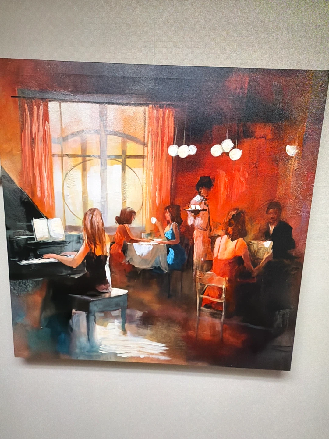 Wall Art Painting of a Piano Bar Scene