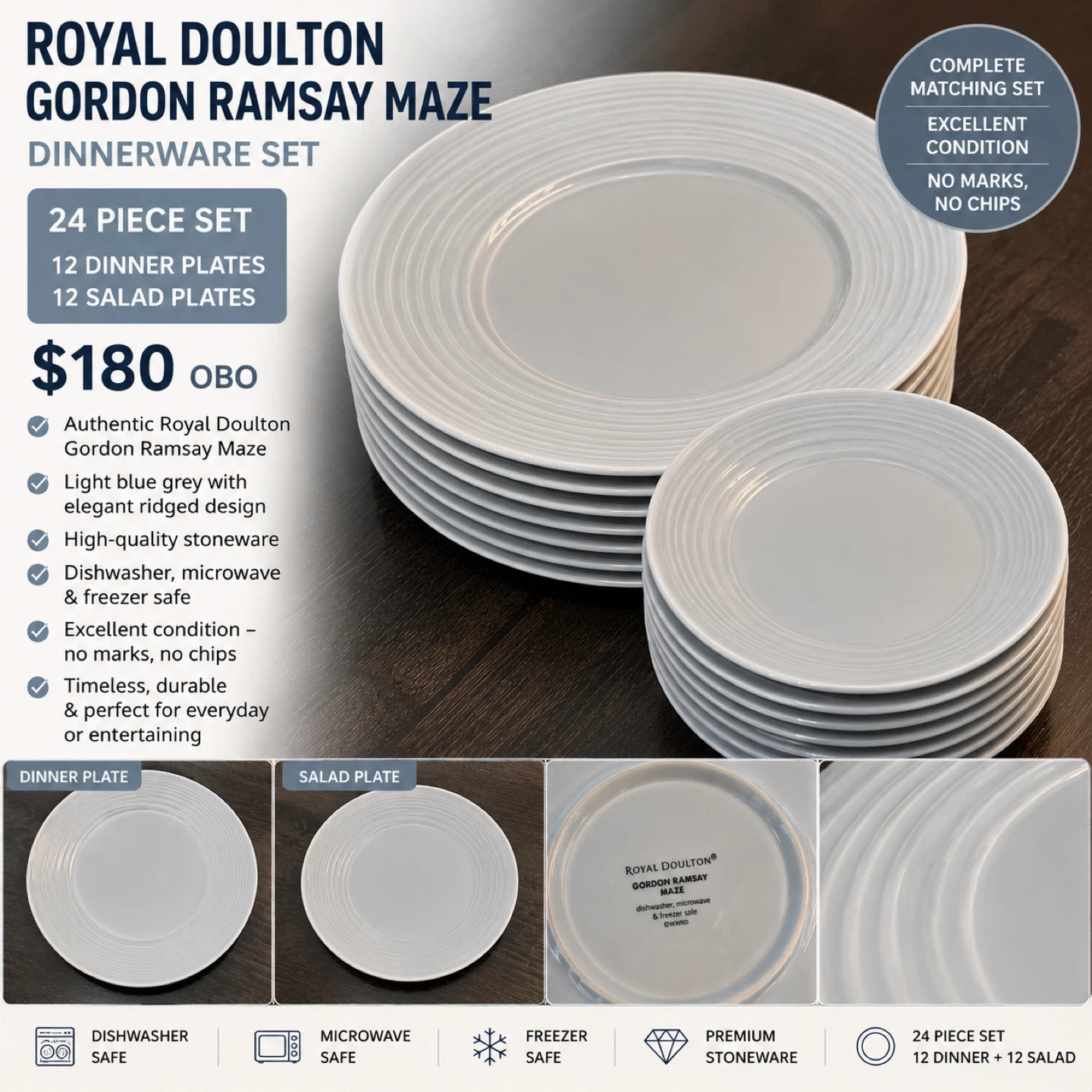 Royal Doulton Gordon Ramsay Maze 24 Piece Dinnerware Set
