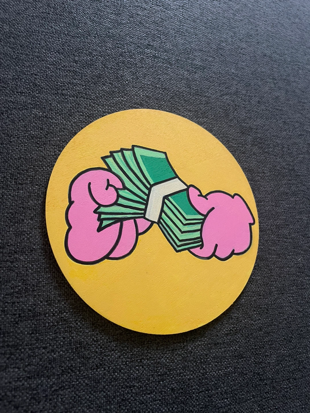 Hand-painted "Money Hands" wood panel - photo 2