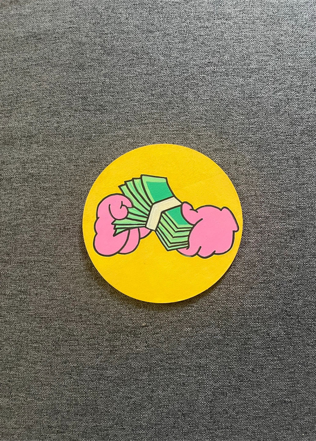 Hand-painted "Money Hands" wood panel - photo 3
