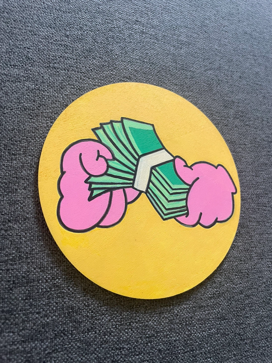 Hand-painted "Money Hands" wood panel - photo 4