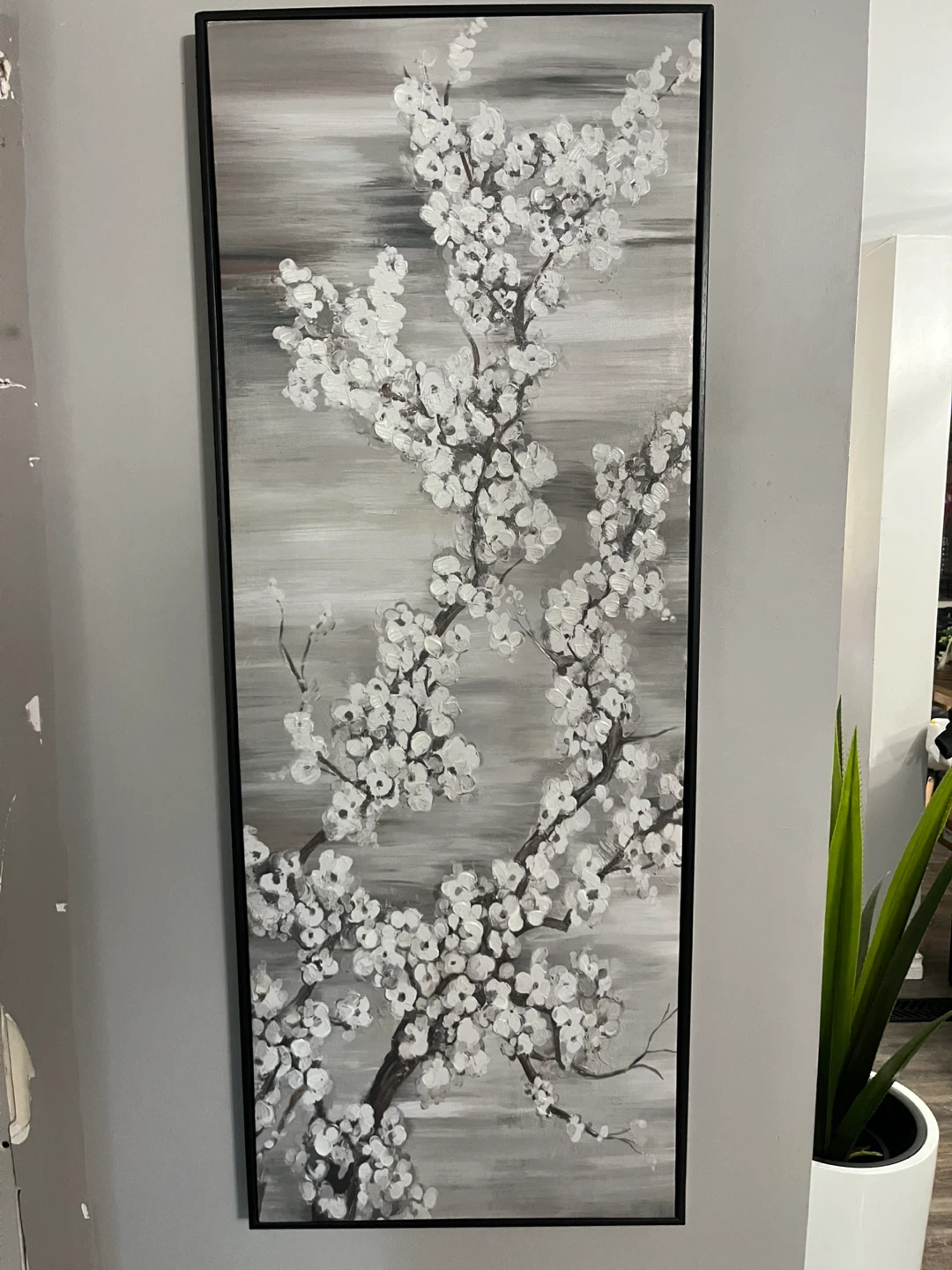 Framed White Blossom Branch Wall Art