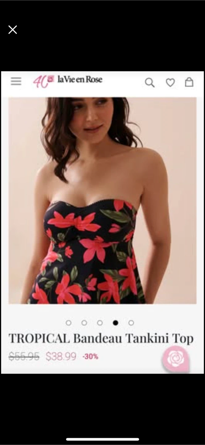 New La Vie en Rose Tropical Bandeau Tankini Top