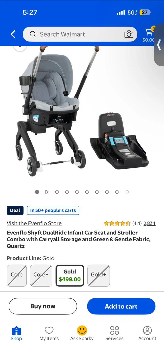 Evenflo Shyft DualRide Infant Car Seat and Stroller Combo