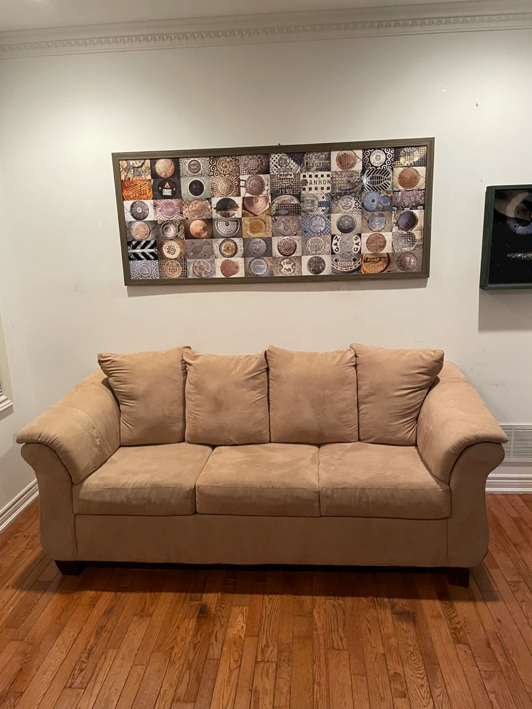 FREE DELIVERY. Tan Suede Couch