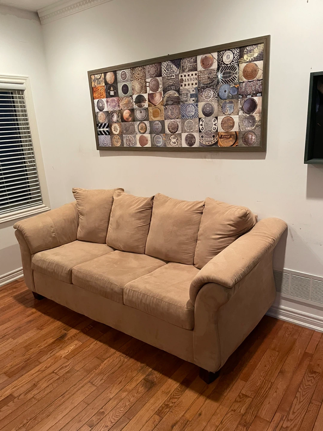 FREE DELIVERY. Tan Suede Couch - photo 2