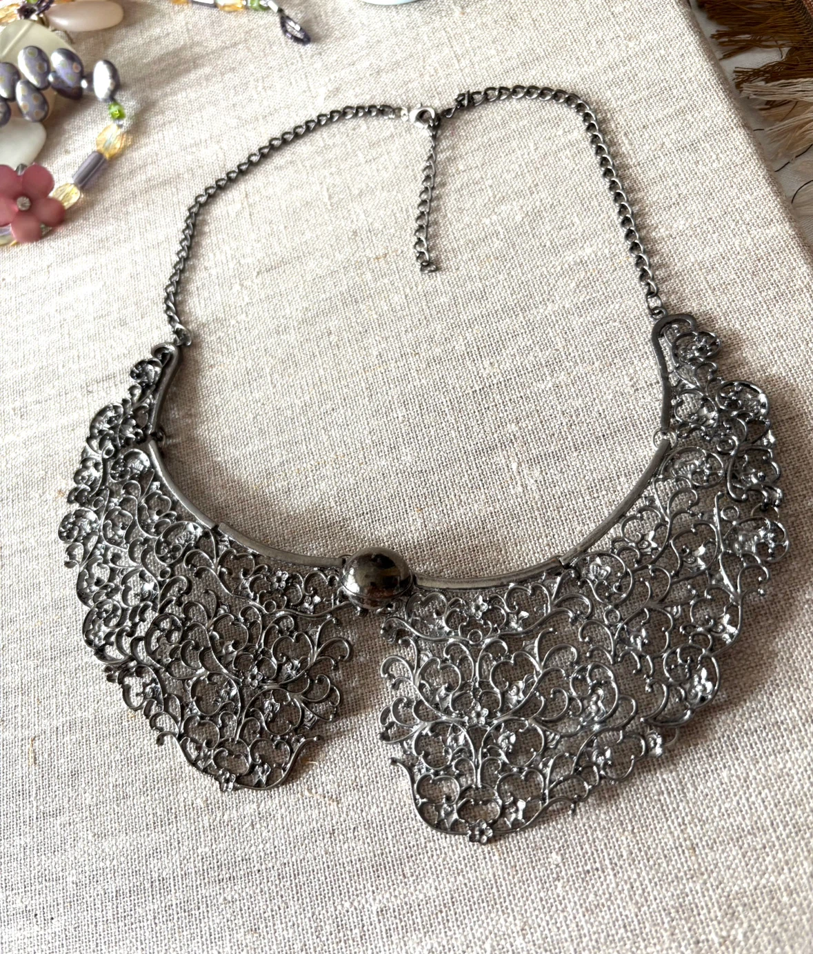 Ornate Metal Collar Necklace