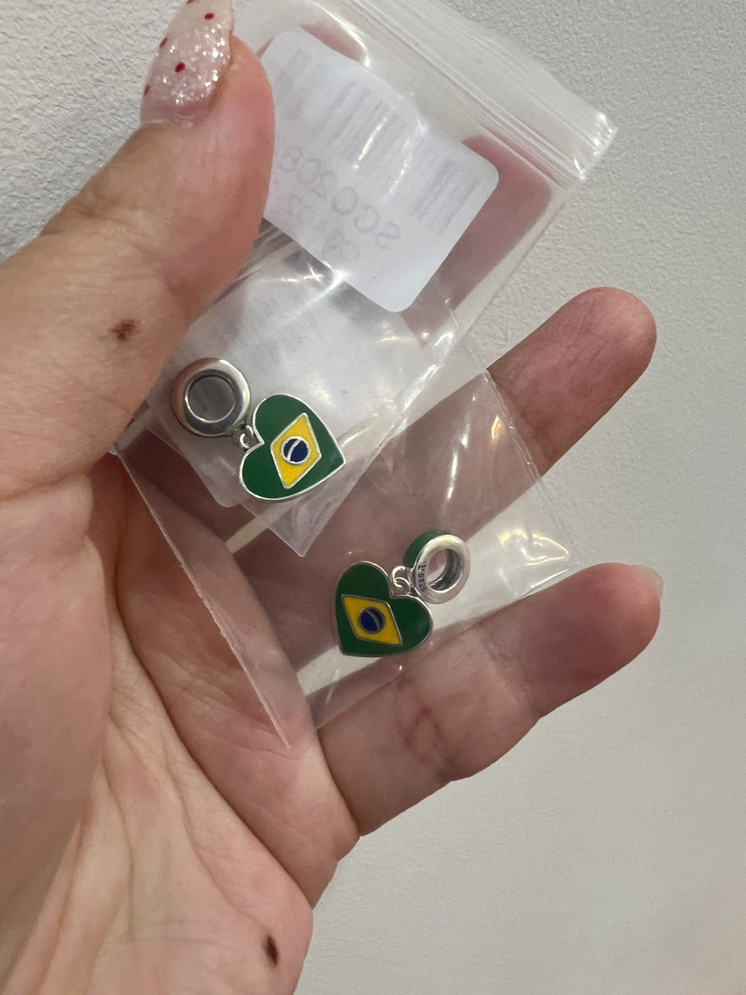 Heart Charm Bracelet Pendant - Brazil Flag