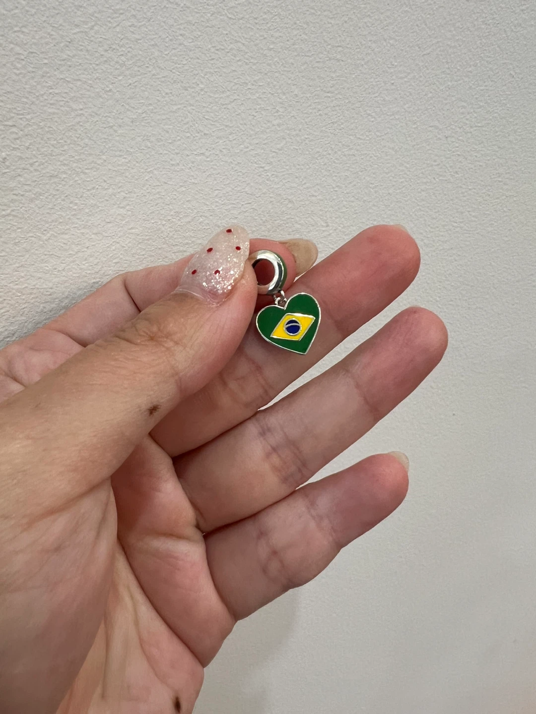 Heart Charm Bracelet Pendant - Brazil Flag - photo 2