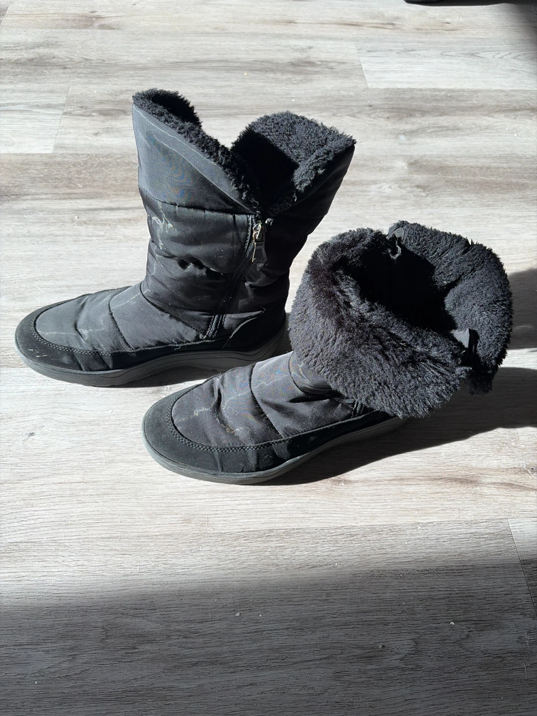 Black Puffer Winter Boots with Fur Trim - photo 2