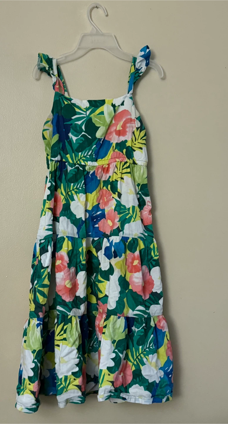Tropical Gymboree Floral Tiered Midi Summer Dress Kids size 10 - photo 2