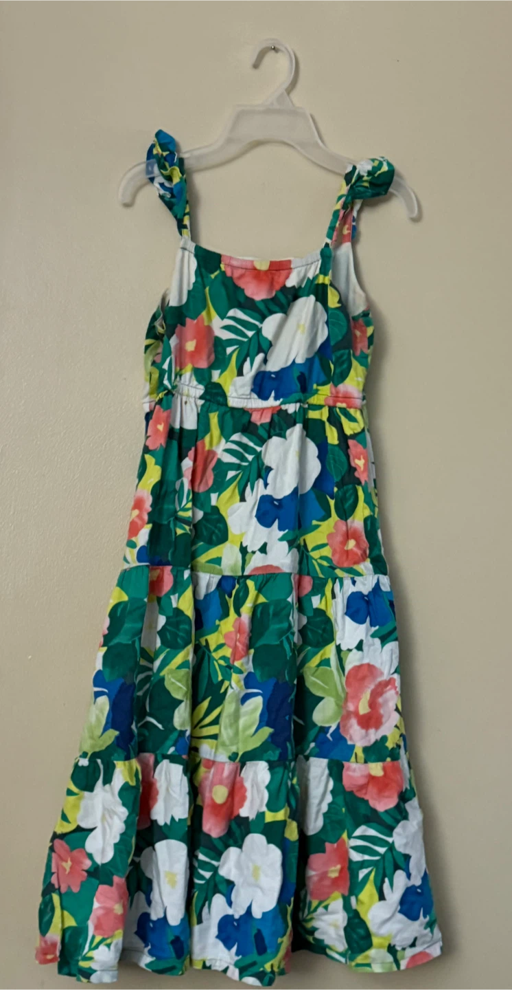 Tropical Gymboree Floral Tiered Midi Summer Dress Kids size 10 - photo 3