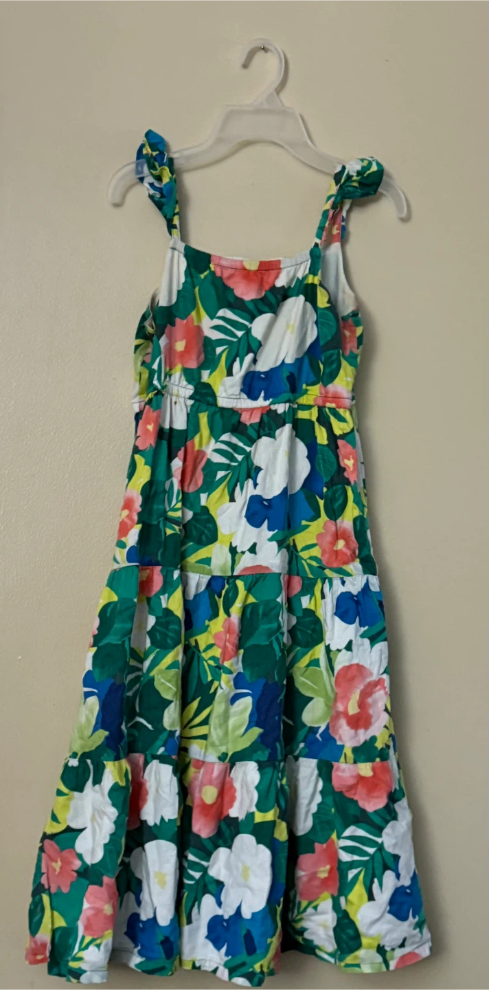 Tropical Gymboree Floral Tiered Midi Summer Dress Kids size 10 - photo 4