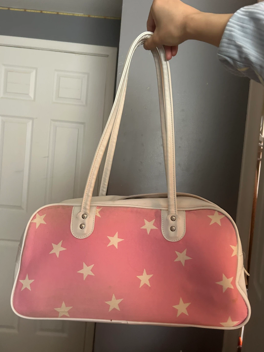 Pink Star Print Shoulder Bag