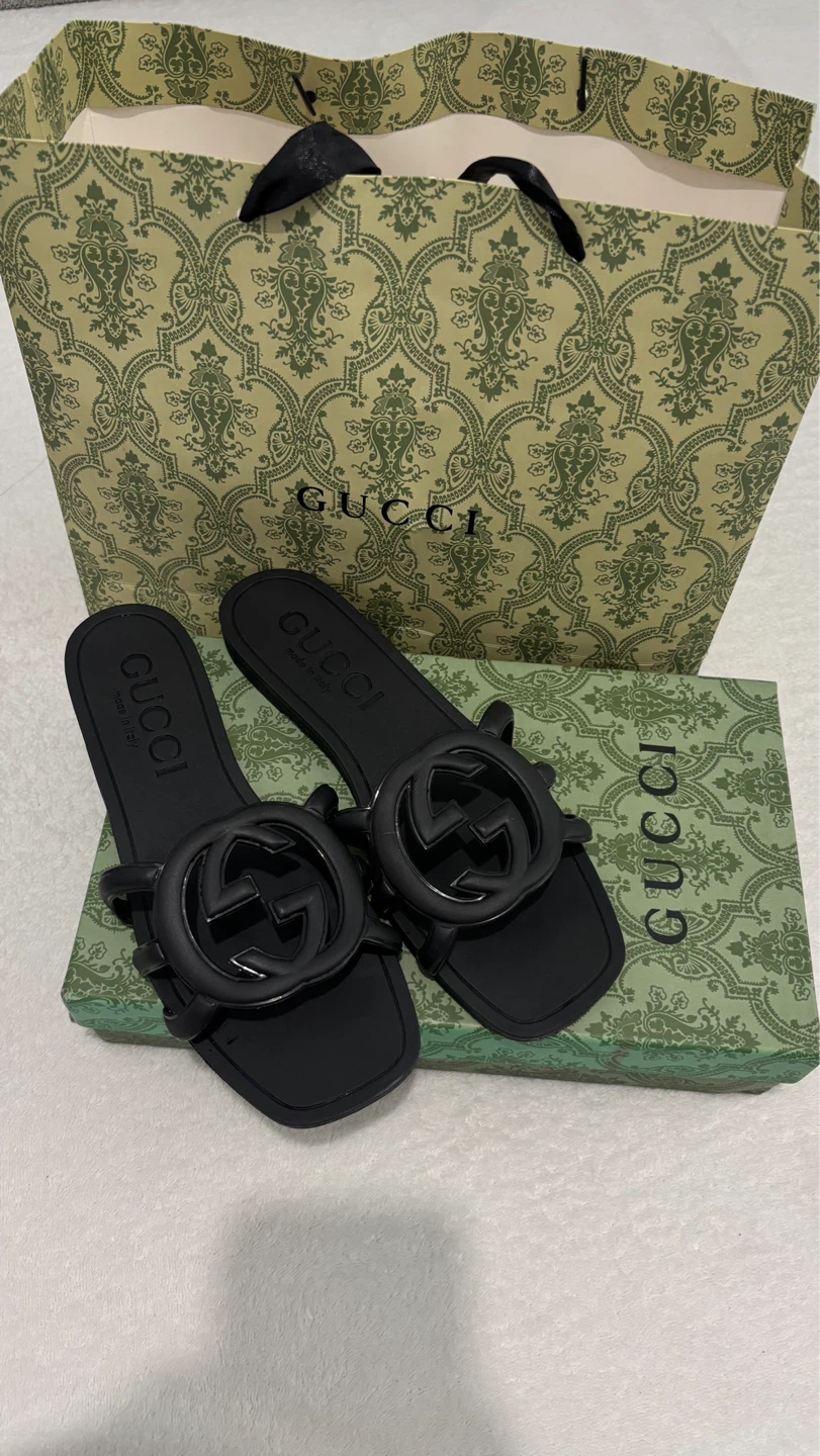 Gucci Black Slide Sandals