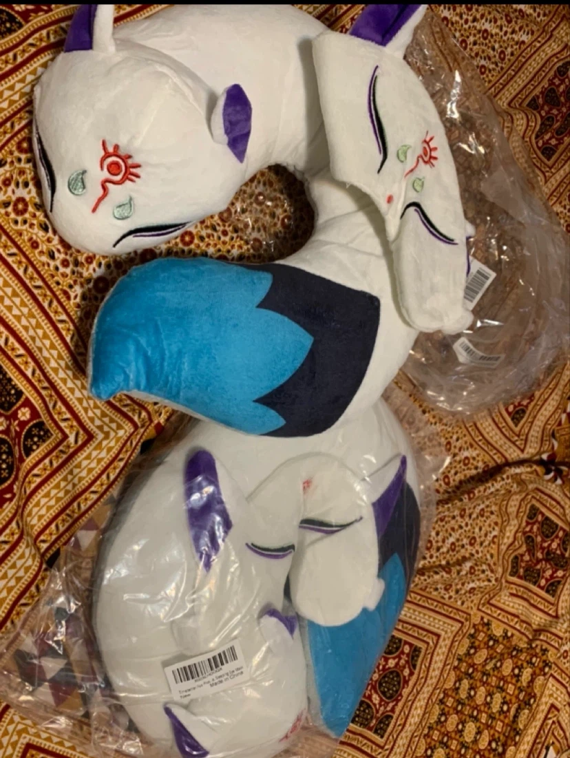 White Fox Plush Neck Pillow