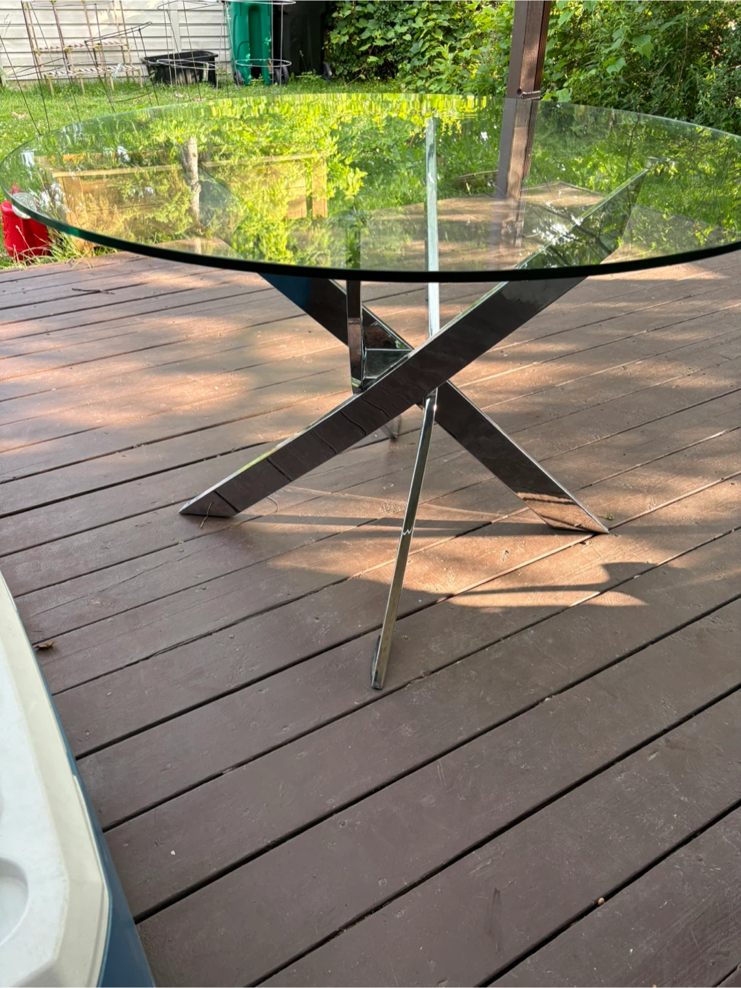 Round Glass Top Dining Table with Chrome Base - photo 2