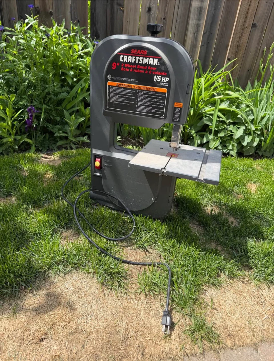 Sears Craftsman 9" 2 Wheel Band Saw 1/5 HP